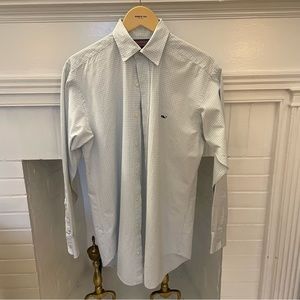 Green/Blue Microcheck Vineyard Vines Whale Shirt